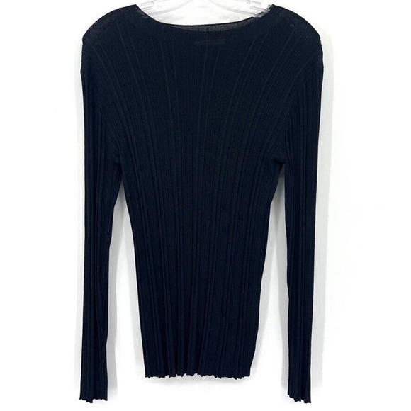 MM Lafleur Womens M The Brodie Pullover Top Textured Rib Knit Boatneck Black - Picture 3 of 8